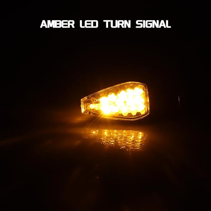 4Pcs Smoked Universal LED Turn Signal Lights Motorcycle Front Rear Amber Blinkers Compatible with Harley Touring ADV Enduro Suzuki Yamaha