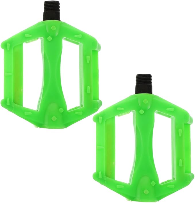 Mipcase 2Pcs Kids Bike Pedals : Non-Slip Plastic Bicycle Pedal Flat for Mountain Bike, Easy to Install, 4.13X3.14X0.79in (Green)