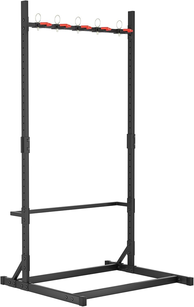 YOHKOH Freestanding Bike Rack 300LBS, 41" W x 35.4" D x 80.4" H Vertical Bike Stand with 5 Adjustable Hooks, PVC-Coated Hangers for Garage Indoor Storage, Space-Saving Floor Stand for 5 Bicycles