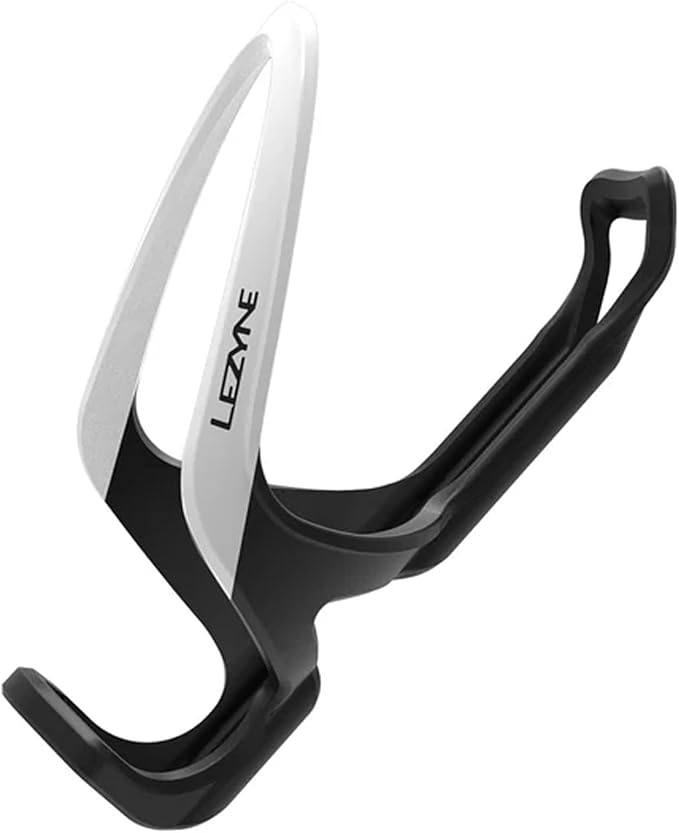 LEZYNE Matrix Team Cage - Lightweight Durable Composite Matrix Material Standard Mount Fit Left & Right Side Loading Water Bottle Holder for Road, Gravel & Mountain Bikes, Black/White