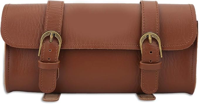 Alomejor Bike Handlebar Bag Retro Style Artificial Leather Bicycle Front Frame Bag Bike Pouch for Cycling Accessory
