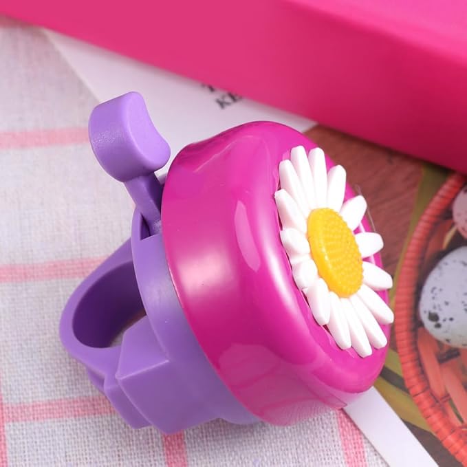 Rosy Chrysanthemum Flower Bike Bell for Girls - Crisp Clear Sound Bike Horn, Cute Toddler Bicycle Bell Attachment for Kids Tricycle Balance Bicycle