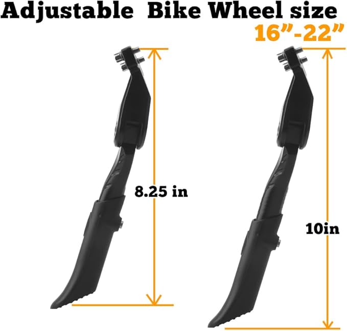 Height Adjustable Bicycle Kickstand Aluminum Alloy Strong Rear Mount Kick Stand for 16-22inch Bikes,Ebikes (40mm Hole Distance only)