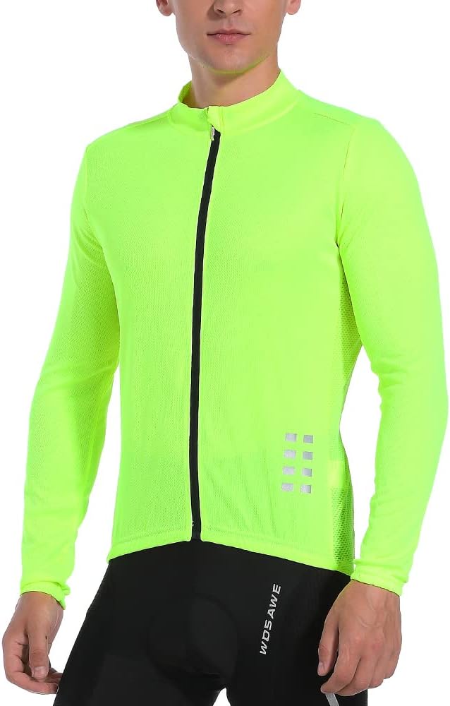 WOSAWE Men's Cycling Jersey Long Sleeve Bicycle Shirt Breathable Mountain Bike Tops for Riding, Running, Hiking