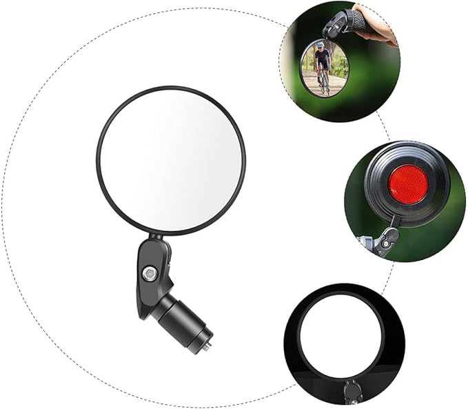 Foldable round Rearview Bike Mirror for Handlebar, Convex Safety Bicycle Mirror, Black Single Unit Suitable for Mountain and Road Cycling