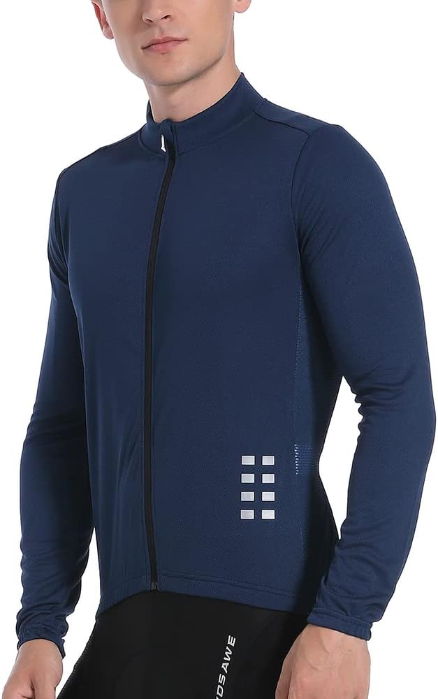 WOSAWE Men's Cycling Jersey Long Sleeve Bicycle Shirt Breathable Mountain Bike Tops for Riding, Running, Hiking