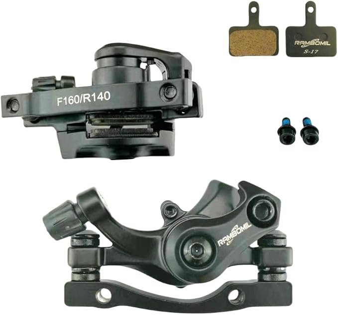 Rambomil Mountain Bike Disc Brake Set, Front and Rear Calipers with Pads (140mm)