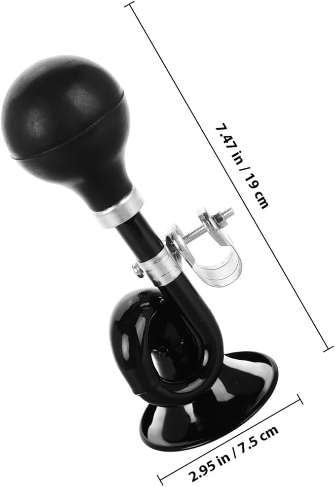 Amosfun Loud Bicycle Air Horn and Vintage Bike Bell, Black Retro Snail Horn for Mountain and Road Cycling, Powerful Squeeze Alarm Compatible with Bikes and Golf Carts