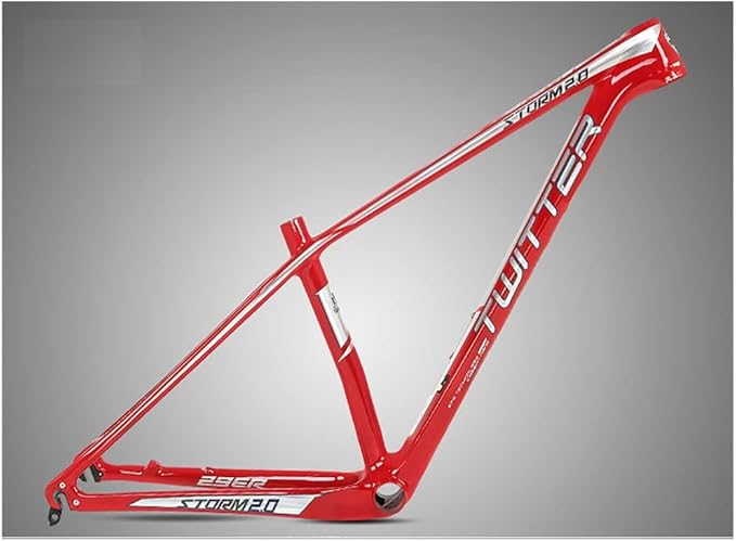 27.5er 29er Mountain Bike Frame 15''/17''/19'' XC Hardtail Bike Carbon Fiber Frame QR 135mm Disc Brake Frame Internal Routing (Color : Red, Size : 29 * 15'')