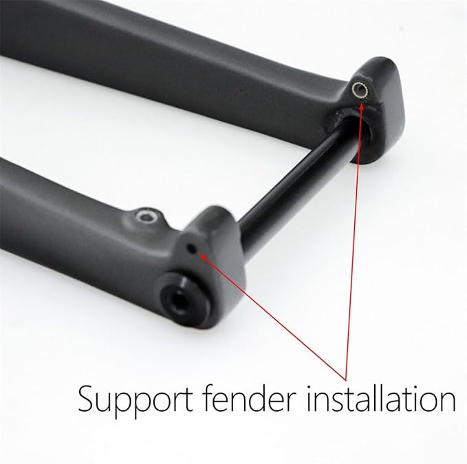 Carbon Road Bike Rigid Fork 700C Gravel Fork Thru Axle 12x100mm Disc Brake Bike Fork 1-1/8 Straight/Tapered Tube Front Fork with Water Bottle Holder Hole(Glossy Black,Tapered)