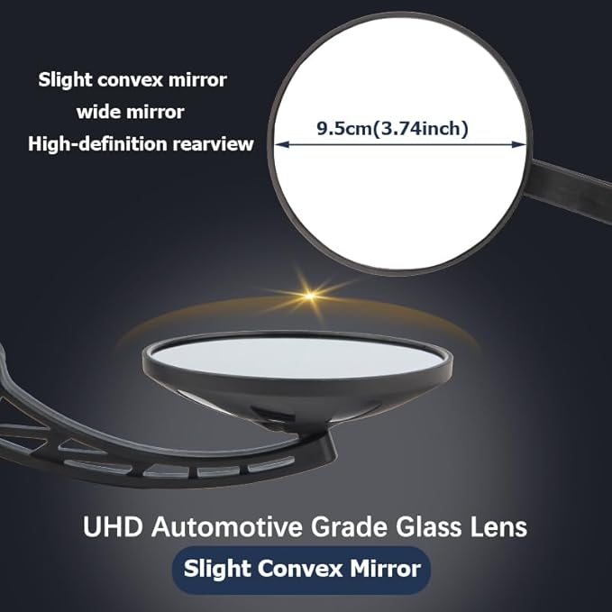 Bike Mirror Handlebar End Mount,Rotatable And Adjustable ebike mirror Wide Angle Bicycle Safe Clear E-Bike Glass Slight convex Shockproof Bike Rear View Mirrors
