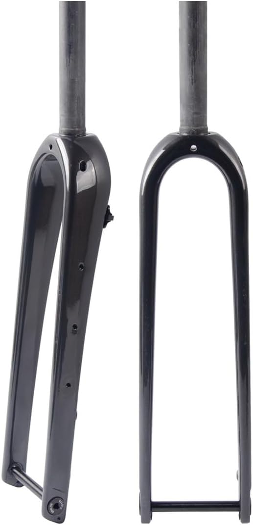 Gravel Bike Rigid Fork Full Carbon Fiber Road Bikes Fork 700C Disc Brake Bike Front Fork Thru Axle 12X100mm 28.6mm 1-1/8" Threadless Straight/Tapered Tube Hard Fork(Gloss Black,Straight)