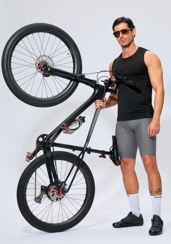 Bikewa Padded Bike Shorts for Men 4D Cycling Road Riding Biking Padding Bicycle Shorts with Phone Pockets