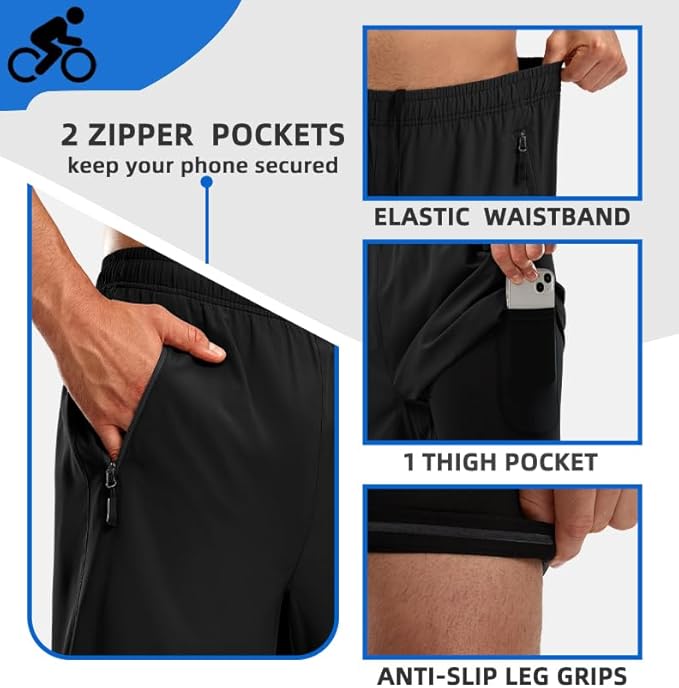 Bikewa Men's Mountain Bike Shorts 3D Padded Loose-fit Riding Biking Cycling Bicycle Biker Shorts for Men Zipper Pockets