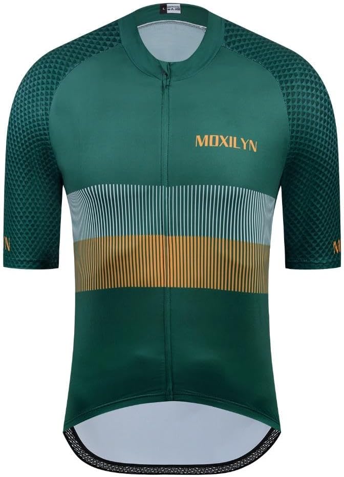 MOXILYN Men's Cycling Jersey Short Sleeve with 4 Pockets Moisture Wicking Breathable Quick Dry MTB Biking Shirt