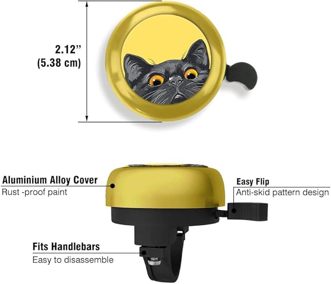 WIRESTER Gold Aluminum Round Bike Bell, Classic Ring Bicycle Bell, Bike Accessories Bell Ring for Adults Kids Girls Boys
