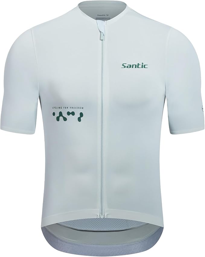 Santic Men's Cycling Jersey Short Sleeve Tops Bicycle Bike Shirt Full Zipper UPF 50+ Bicycle Jersey with Pockets