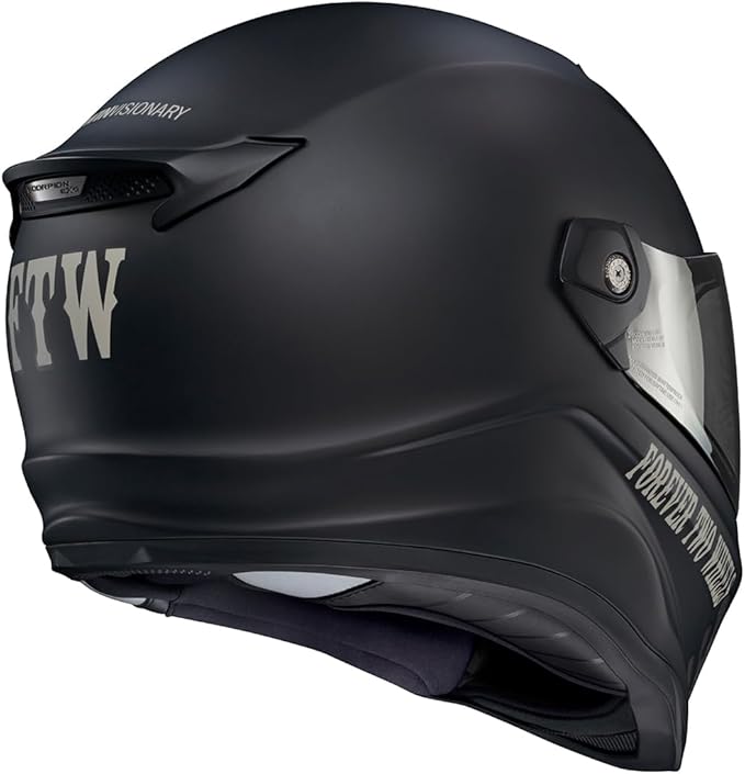 ScorpionEXO Covert FX Full Face Adult Motorcycle Helmet Street Fighter Style - Bluetooth Ready Speaker Pockets DOT ECE VTWIN Visionary (Matte Black - Medium)