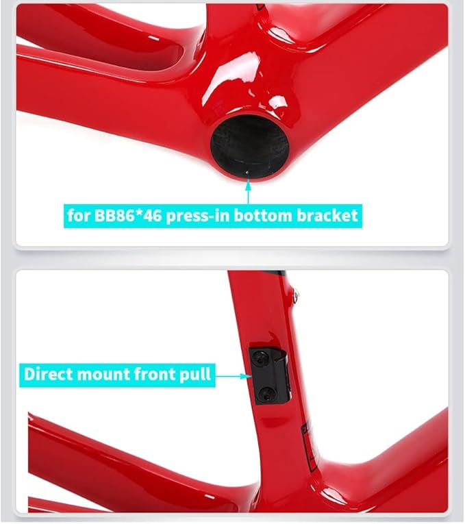 700c Road Bike Carbon Frameset Disc Brake Racing Frame 45/48/51/54CM BB86 Thru Axle 100/142mm Internal Routing(White,48CM)