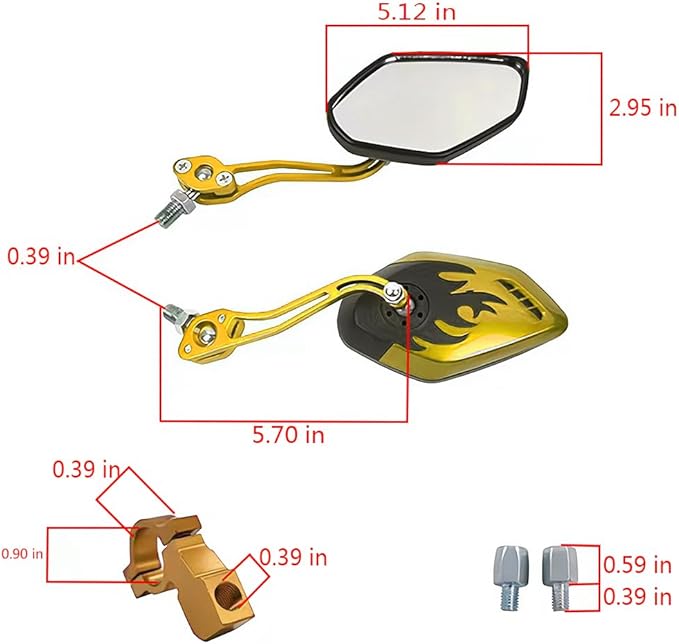 Bicycle Mirrors for Handlebars 2 Pack, Bike Mirrors for Electric Bike,Enhance Safety with Bicycle Mirrors Handlebar Mount,Ideal Bike Mirrors for Handlebars(Yellow)