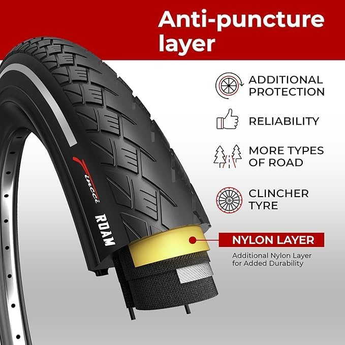 Fincci Pair 700x35c Tire Foldable 37-622 with 1mm Antipuncture Protection for Cycle Road Mountain MTB Hybrid Touring Electric Bike Bicycle with 700 x 35c Tires - Pack of 2