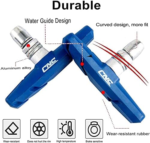 CNC 2 Pairs Bicycle V-Brake Pads, Bike 70mm V Brake Blocks Set, Cantilever Brake Pads Shoes for Mountain/Road/Kids/MTB/Children's/Cycle Bike Rim.