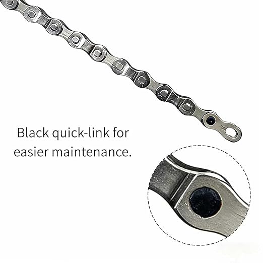 Bicycle Chain Suitable for Road Bikes, Mountain Bikes, City Bikes, Folding Bikes, and Electric Bikes (HUB Motor), 6/7/8 Speed, 126 Links with Quick Release