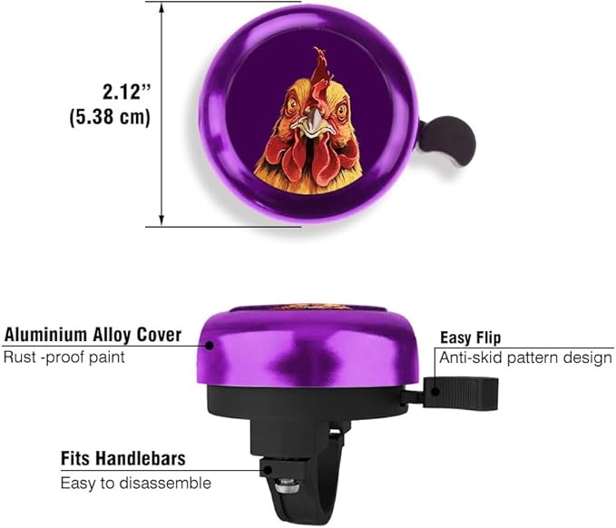 WIRESTER Purple Aluminum Round Bike Bell, Classic Ring Bicycle Bell, Bike Accessories Bell Ring for Adults Kids Girls Boys