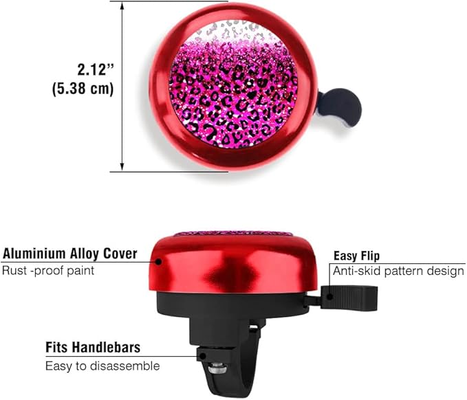 WIRESTER Red Aluminum Round Bike Bell, Classic Ring Bicycle Bell, Bike Accessories Bell Ring for Adults Kids Girls Boys