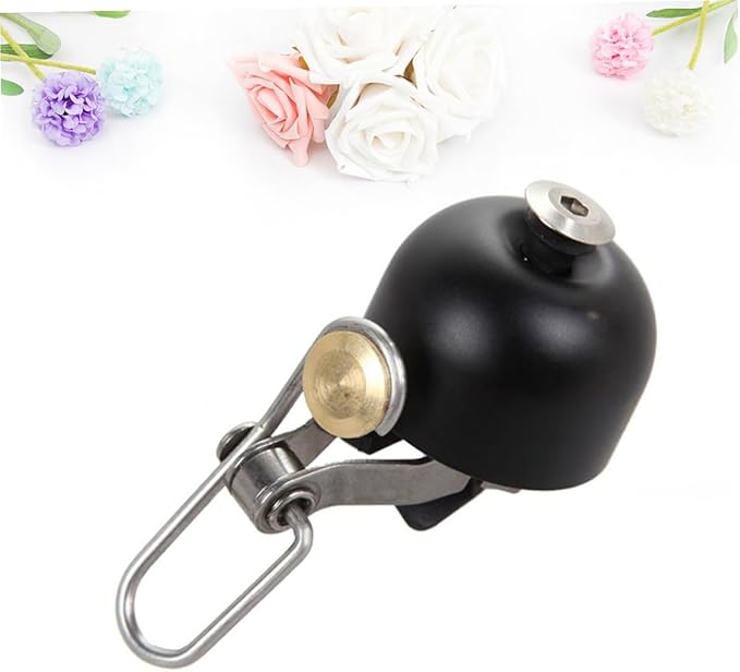 PRETYZOOM Copper Vintage Bike Bell with Loud Crisp Sound Anti-Rust Cycling Accessory for Road Mountain Folding Bikes Easy Install Safety Warning Ring for Riders Black