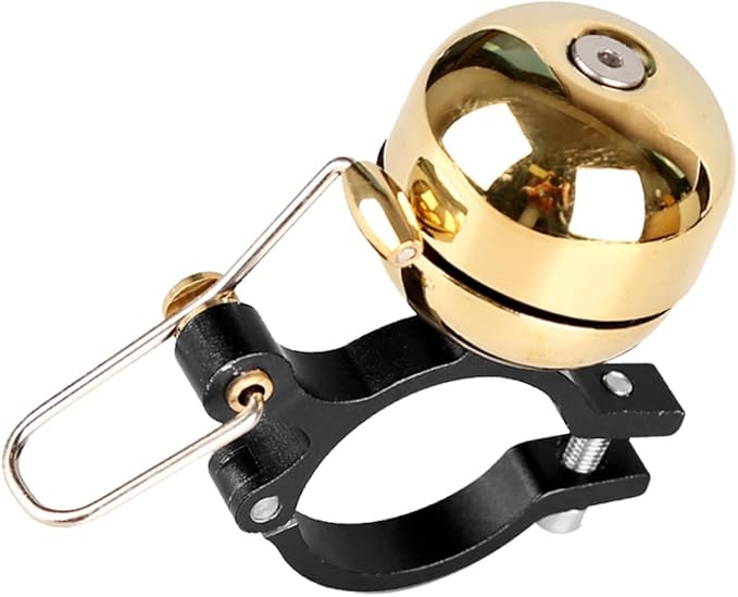 Vintage Bike Bell Loud Mini Metal Bicycle Bell Accessories for Mountain and Road Cycling, Bright Gold Single Piece for Adult Riders