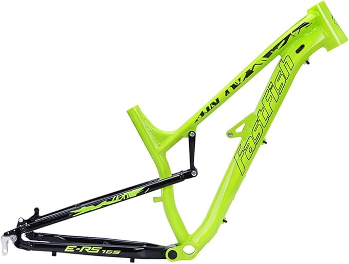 Full Suspension Bike Frame 27.5er Softtail Mountain Bike Frame Aluminium Alloy Disc Brake Bicycle Frame 17'' DH/XC/AM 135mm Quick Release Frame(Color:Green)