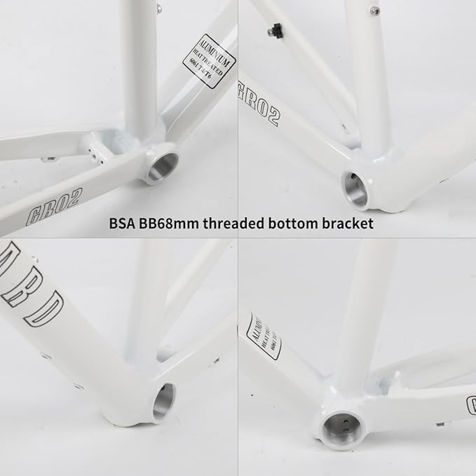 700C Road Bike Frameset Gravel Bike Frame 44cm/47cm/50cm/53cm/56cm Aluminum Alloy Disc Brake Frame with Carbon Fibre Fork Thru Axle F12*100mm R12*142mm Internal Routing(Gloss Black,50cm)