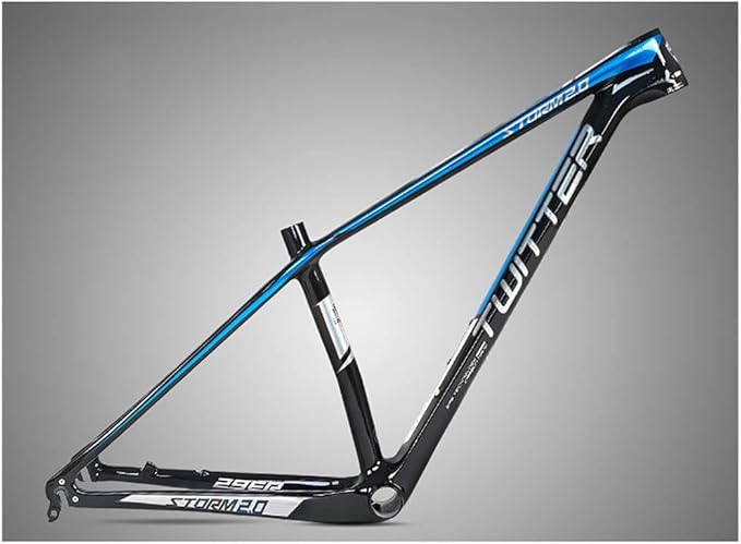 27.5er 29er Mountain Bike Frame 15''/17''/19'' XC Hardtail Bike Carbon Fiber Frame QR 135mm Disc Brake Frame Internal Routing (Color : Black C, Size : 27.5 * 17'')