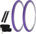 PRO+ Pair of Bicycle TIRE 700 X 35 Purple/Purple SIDEWALL (2) Tires W/Tubes 60MM Presta Valve & TIRE LEVERS P-1180