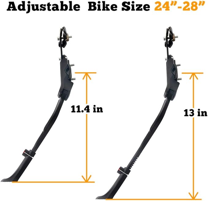Bike Kickstand Adjustable Rear Mount Aluminum Alloy Bicycle Kickstand for 24” 26” 700C 27.5” 28” inch Mountain Bike Adult Bike
