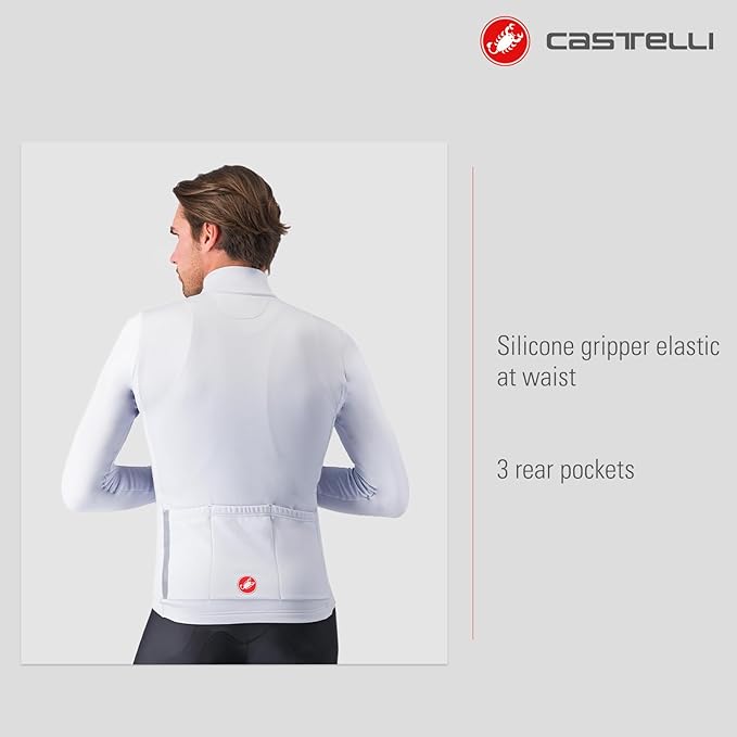 CASTELLI Men's Entrata Thermal Jersey, Long Sleeve Zip Up Fleece Insulated Base Layer for Winter Road Cycling I Gravel Biking