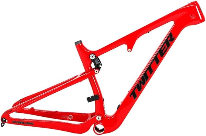 Carbon Fiber Bike Frame 27.5/29er Trail Mountain Bike Frame 15''/17''/19''/21'' Travel 120mm Suspension Frame XC/AM/DH Boost Thru Axle 12x148mm Disc Brake(Red,29 * 21'')