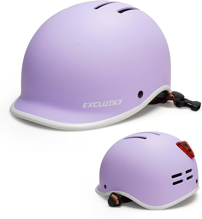 Exclusky Bike Helmet for Adults,Adjustable Cycling Helmet for Men & Women Safety Certified Bicycle Helmet for Commuting, Road Biking, Skating with USB Rechargeable Rear Light