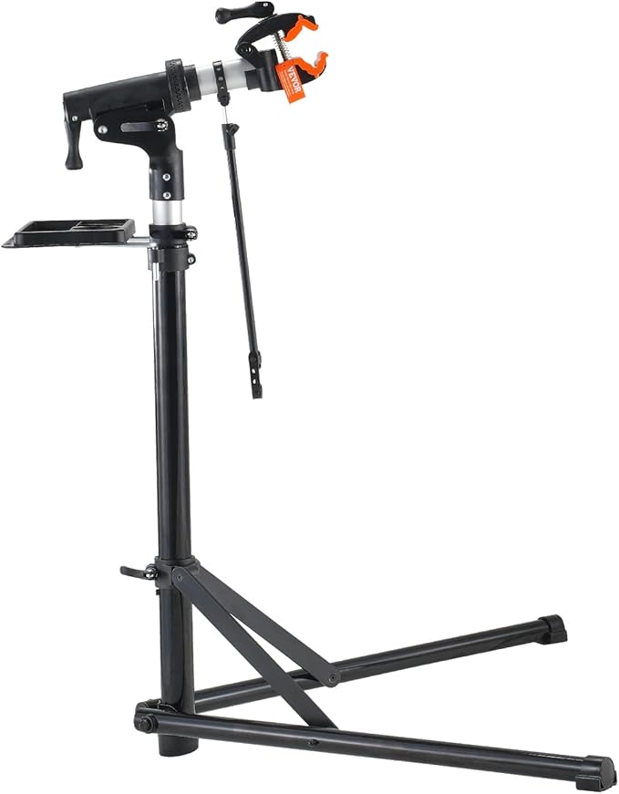 VEVOR Bike Repair Stand, 66 lbs Heavy-duty Aluminum Bicycle Repair Stand, Adjustable Height Bike Maintenance Workstand with Magnetic Tool Tray Telescopic Arm, Foldable Bike Work Stand for Home, Shops