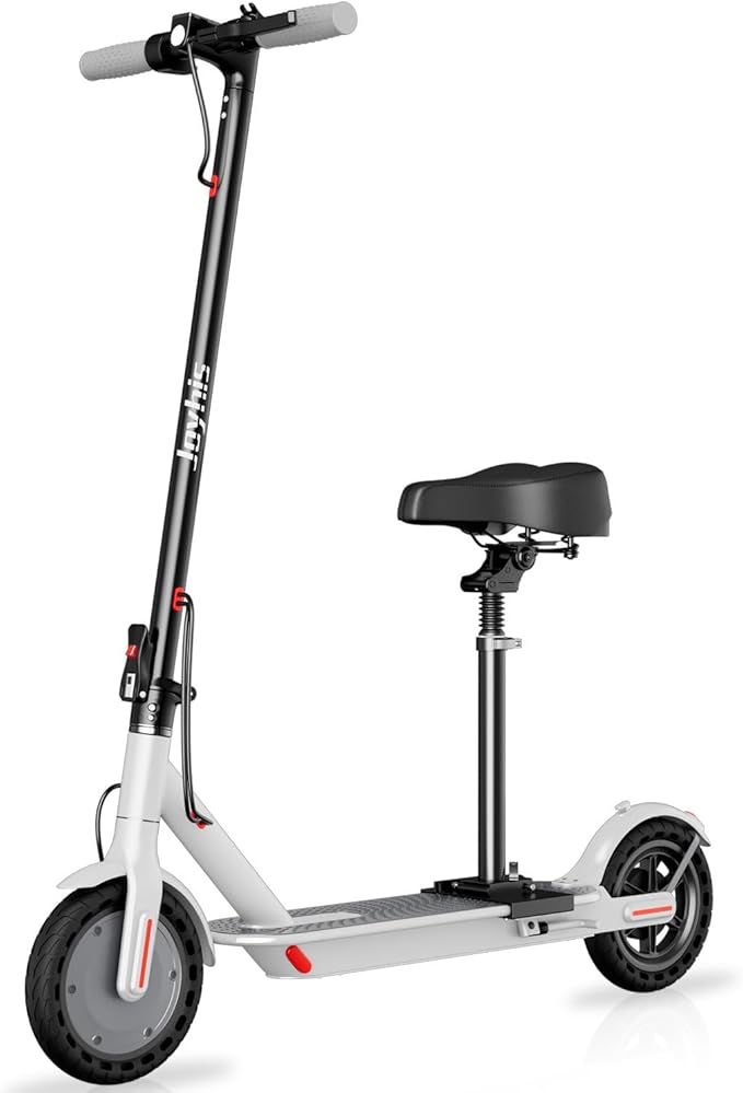 Electric Scooter for Adults - 19/22MPH & 15/22Mile Range, 8.5"/10" Solid Tires Folding Commuter E-Scooter with Dual Suspension, App Control & Dual Brake System, with Seat