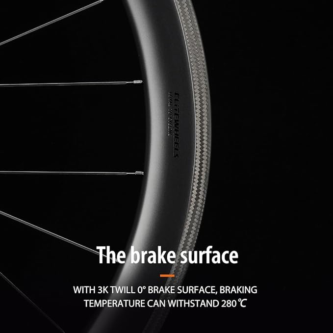 ELITEWHEELS 700c Road Bike Carbon Wheels Bicycle Wheelset Tubular Clincher Tubeless Cycling High TG Brake Surface Taiwan Big Frange Straight Pull 20-24 Hole Hub and Pillar 1423 Spokes