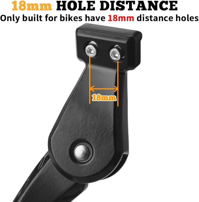 Bike Kickstand Adjustable Strong Rear Mount Aluminum Alloy Bicycle Kickstand for 26 700C 27.5 28 29 inch Electric Bike Mountain Bike Adult Bike (for 18mm hole distance only)