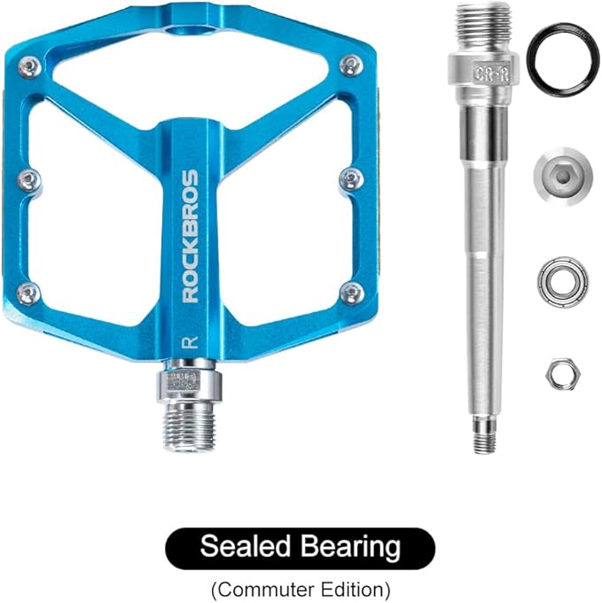 ROCKBROS Mountain Bike Pedals MTB Pedals Bicycle Flat Pedals Aluminum 9/16" Sealed Bearing Lightweight Platform for Road Mountain BMX MTB Bike