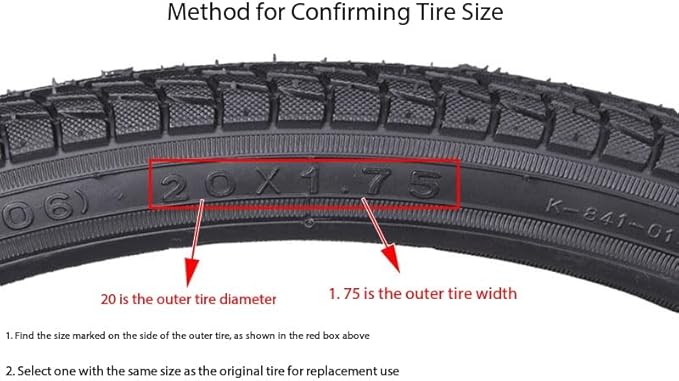 2 Pack 14 & 20 Inch Bike Tires with Tire Levers, 14x1.75 / 20x1.35 Anti-Slip Thickened Commuter Bicycle Tires, Wear-Resistant Replacement for City Road Teen Folding Bikes