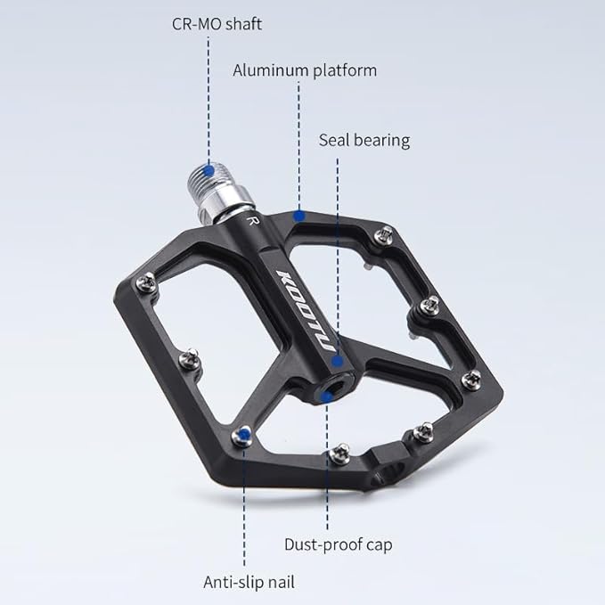 SAVADECK Mountain Bike Pedals, MTB Pedals Bicycle Lightweight, Flat Pedals Aluminum 9/16" Platform with Sealed Bearing for Road Mountain MTB Bike