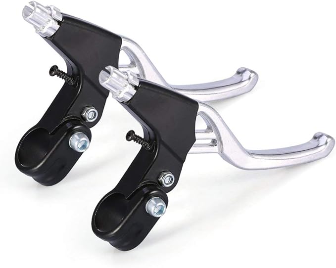 DISIWENE 1 Pair Bicycle Brake Lever, V-Brake Handlebar Aluminium Alloy Bike Brake Handle Universal 2.2cm for Most Bicycle, Road Bike, Mountain Bike (Silver)