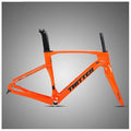 Carbon Fiber Road Bike Frameset Disc Brake Racing Frame 45/48/51/54CM 12x100/12x142mm Thru Axle Bicycle Frame for 700c Wheels(Orange,48cmc)