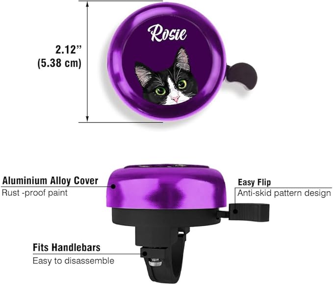 WIRESTER Personalized Custom Bike Bell with Your Text, Aluminum Round Classic Ring Bicycle Bell, Bike Accessories Bell Ring for Adults Kids Girls Boys
