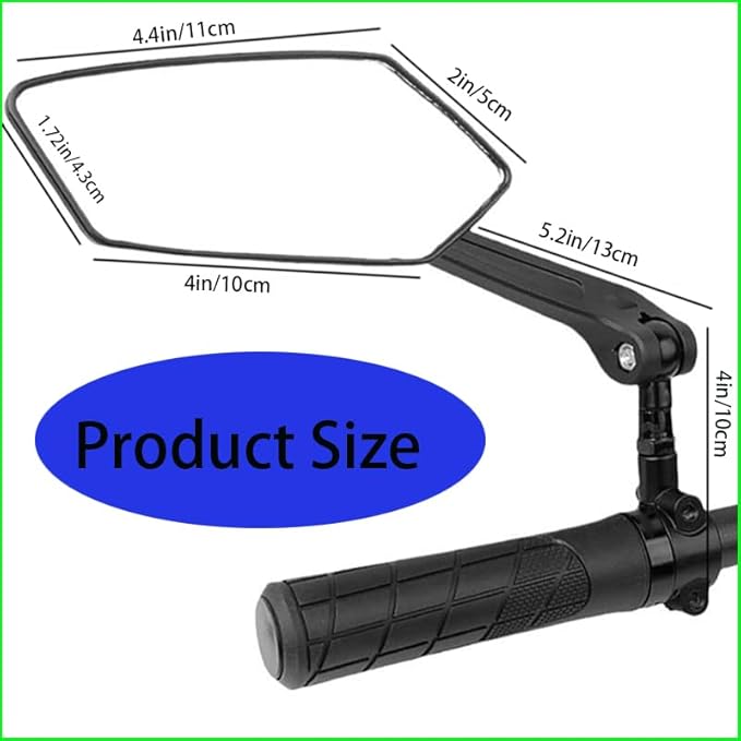 1 Pair Adjustable Handlebar Bike Mirror, Shatterproof HD Glass Lens, Universal Fit Rearview Bicycle Mirrors, 360° Rotatable, Compatible with Mountain Bikes, E-bikes, Road Bikes